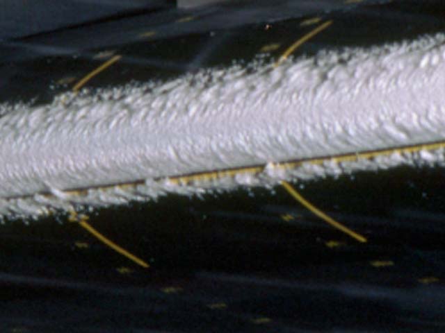 Ice on wing leading edge