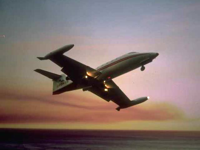 Business jet in flight