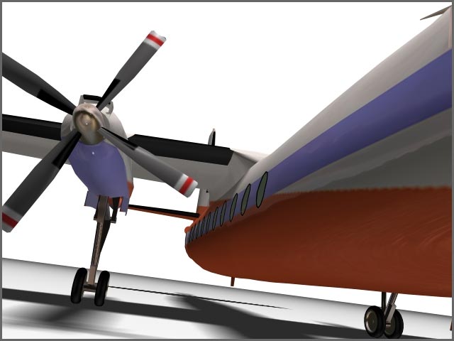 Graphic view of turboprop engine and landing gear