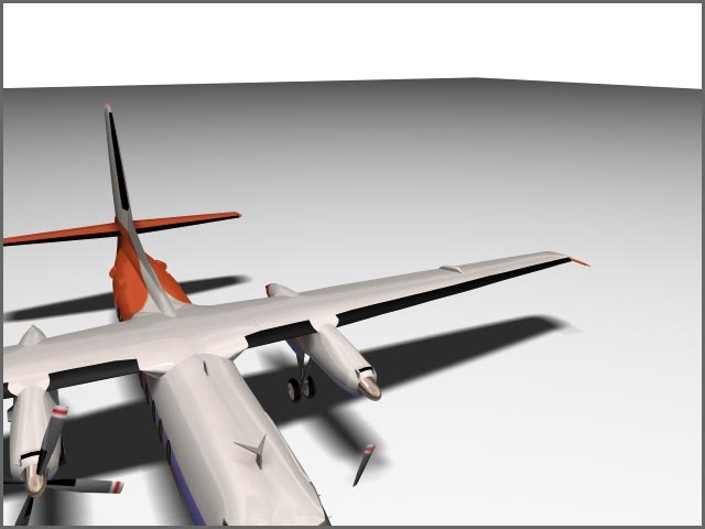 Graphic top view of turboprop aircraft wings and rear section