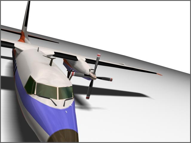Graphicview of turboprop aircraft nose, prop and wing