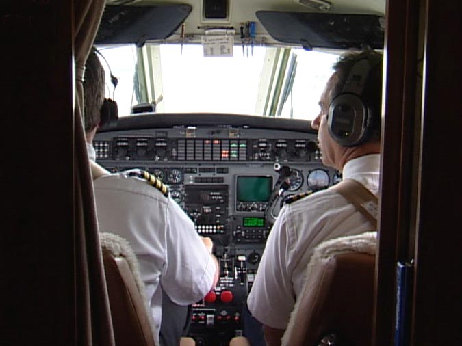 Pilots in cockpit
