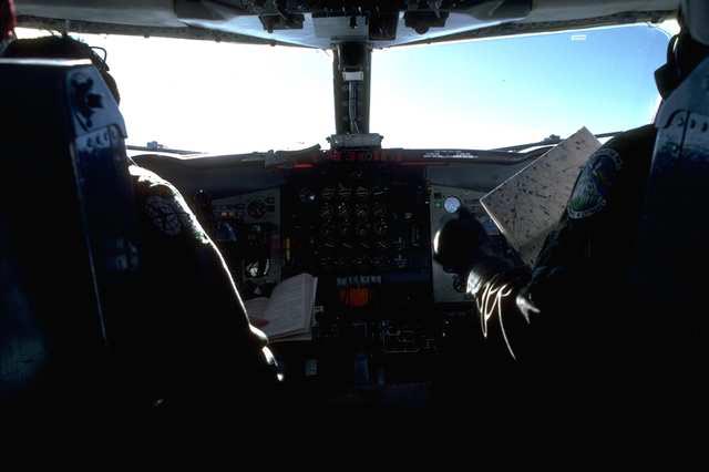 Pilots in cockpit