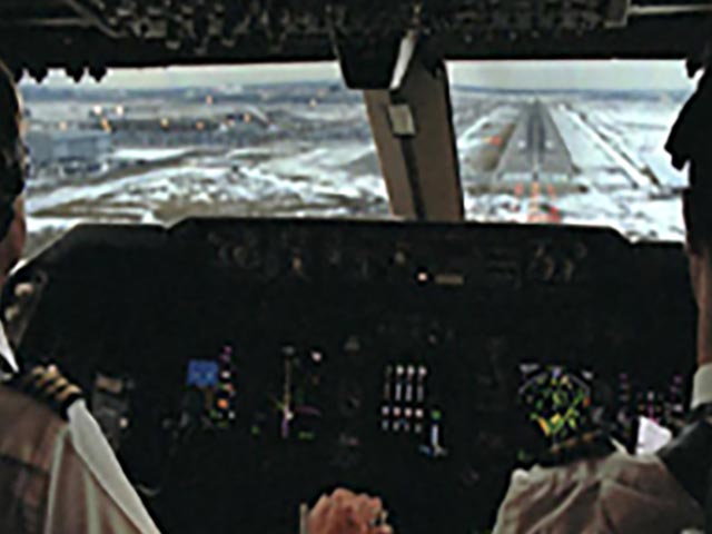 Cockpit view of approach