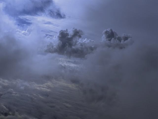 Descent through clouds