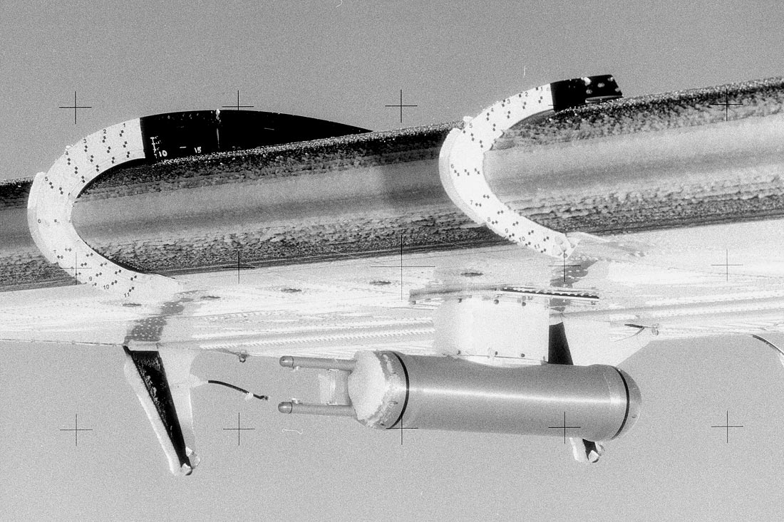 Wing containing moderate, clear ice