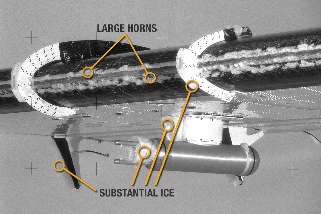 Wing containing light, clear ice