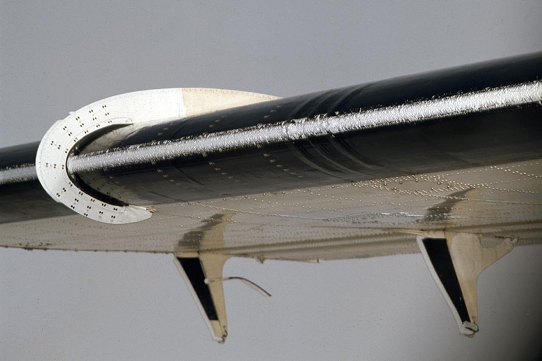 Wing containing light, clear ice