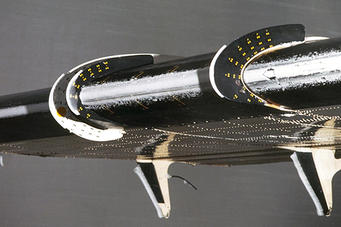 Wing containing light, clear ice