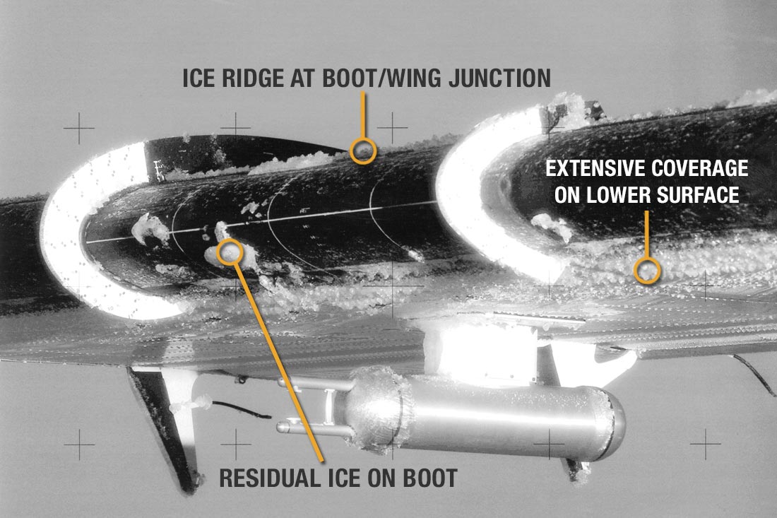 Wing containing severe, clear ice