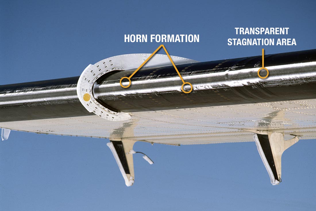 Wing containing moderate, clear ice