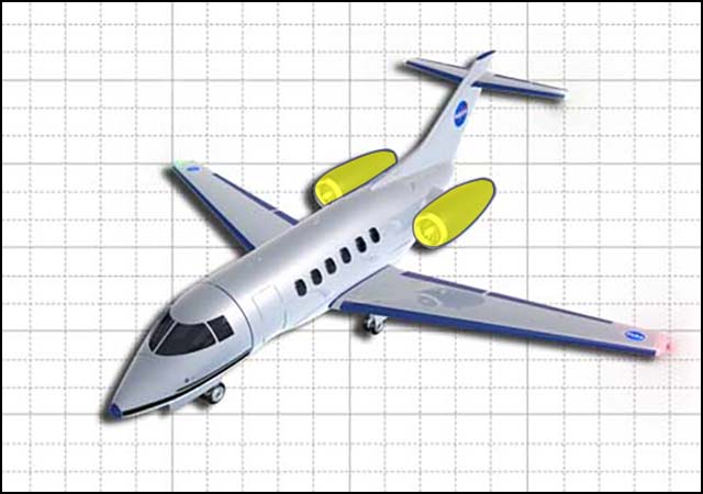 Graphic view of jet with engine highlighted