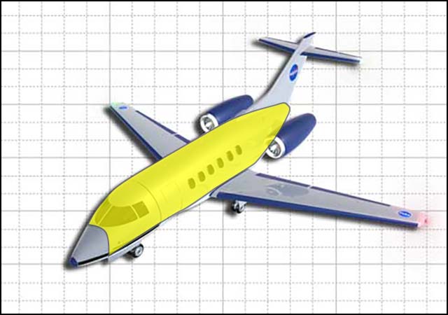 Graphic view of jet with fuselage highlighted