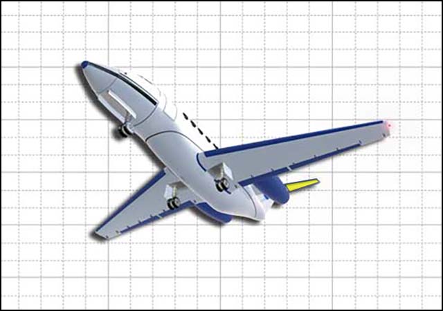 Graphic view of jet with underside of tail highlighted