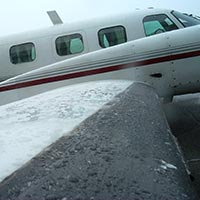 Fuselage coated with frost