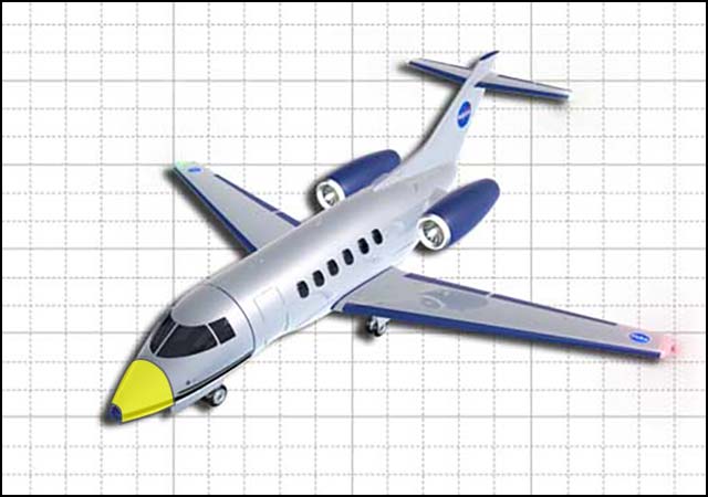 Graphic view of jet aircraft with cowling highlighted