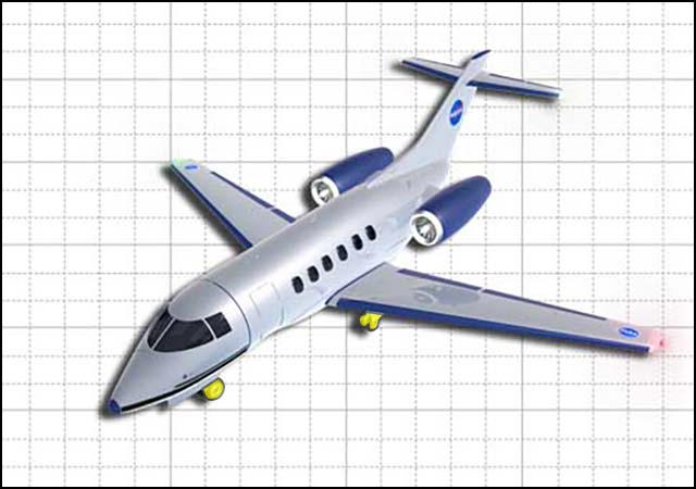 Graphic view of jet aircraft with wheels highlighted