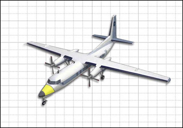 Graphic view of twin turboprop with cowling highlighted