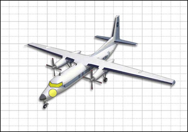 Graphic view of twin turboprop with sensors highlighted