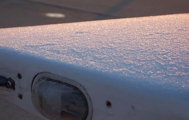 Frost on upper wing surface
