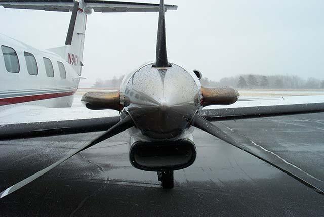 Image of propeller with some frozen contamination
